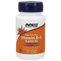 NOW Vitamin D - 3 , 5000 IU - 120 Weichkapseln